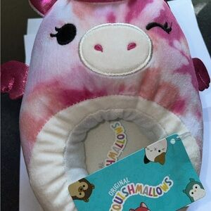 Squishmallows Pink and White Pig Plush slippers